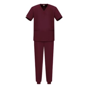 Męski komplet medyczny scrubs jogger bordo