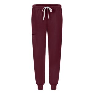 Męskie spodnie medyczne scrubs jogger bordo